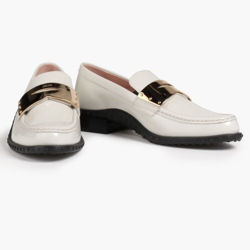 Tod's Embellished glossed-leather loafers